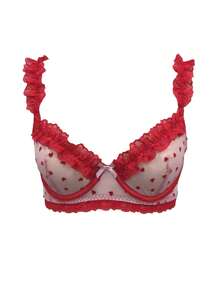 PetitDoll Sexy Damen Transparentes Mesh-Rüschen-Lingerie-BH, Kawaii