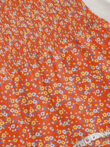 Sunnyshic 海军蓝露肩收腰镂空刺绣荷叶边下摆波西米亚风休闲 A 字迷你连衣裙 - 彩色 - 查看 5