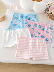 Slip morbidi da ragazza in rosa e blu, con stampa a coniglietti a cuore e scritta "love", adatti per San Valentino e Pasqua, modello regular