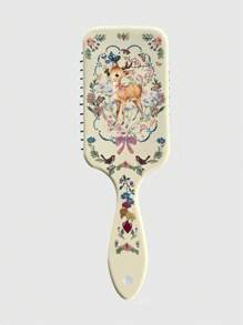 ROMWE Kawaii Wreath, Deer & Bow Print Air Cushion Comb, Massage Scalp Anti- Hair Brush - Khaki - View 1
