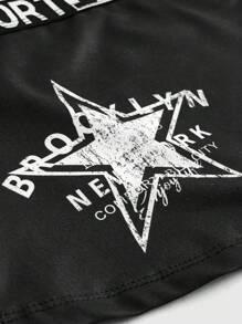 ROMWE Grunge Punk Women Gothic Star Pattern Shorts - Black - View 4