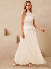 L'Amorae Women's Elegant Simple Summer Vacay Pleated Skirt - White - View 3