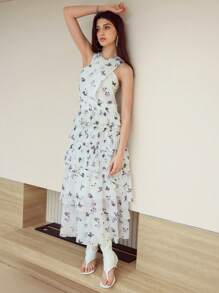 MOTF STUDIO BUTTERFLY PRINT RUFFLE COCKTAIL DRESS - Multicolor - View 4