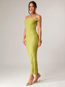 Silquee Women's Elegant Olive Green Summer Seductive Party Dress, Off-Shoulder One Shoulder Stretch Fabric,Festival Beach Vacation Birthday Clothes - Green - View 6