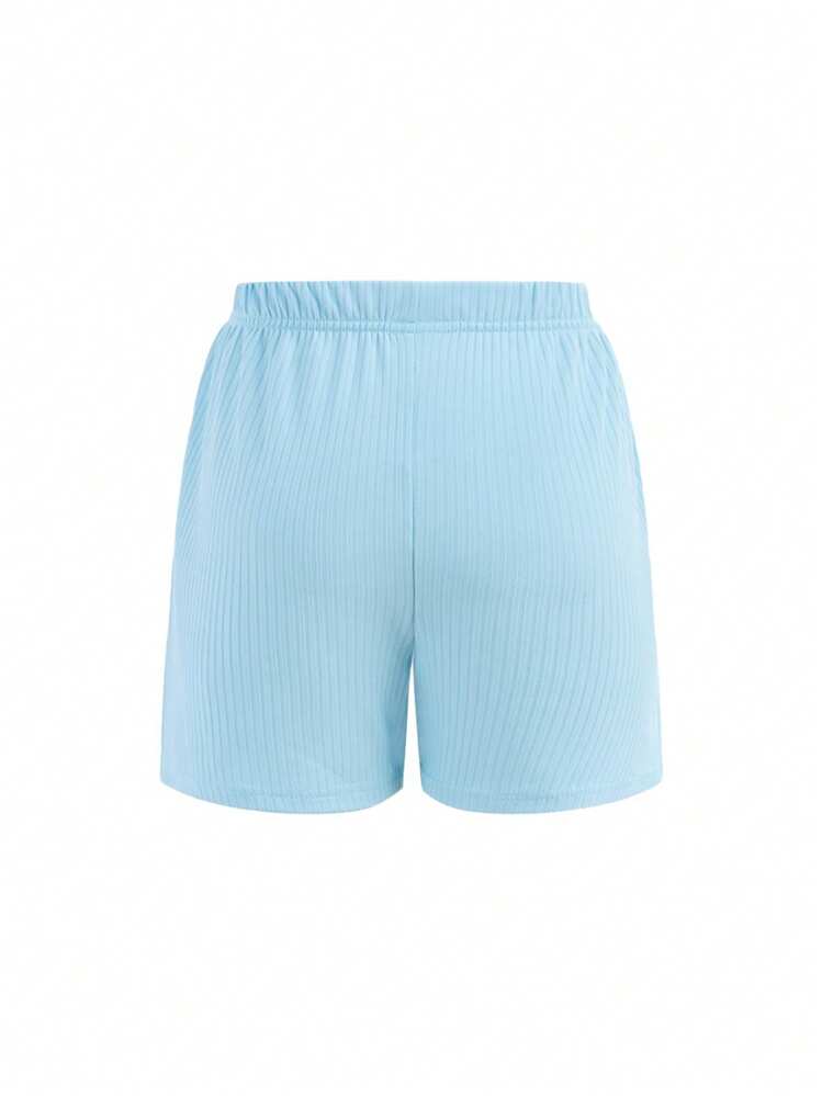 2 paquetes de pijamas cortos acanalados azules para niños pequeños (4-7 años) - Azul - Añade 8