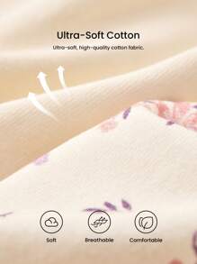 LUVLETTE 3条装透气柔软棉质基本款花卉印花蕾丝边中腰女士内裤 - 彩色 - 查看 3