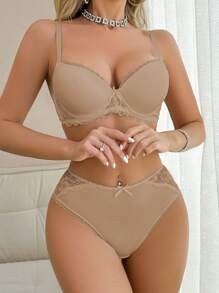 DesireSculpt 2 pièces/ensemble de soutiens-gorge pour femmes avec armature en dentelle patchwork