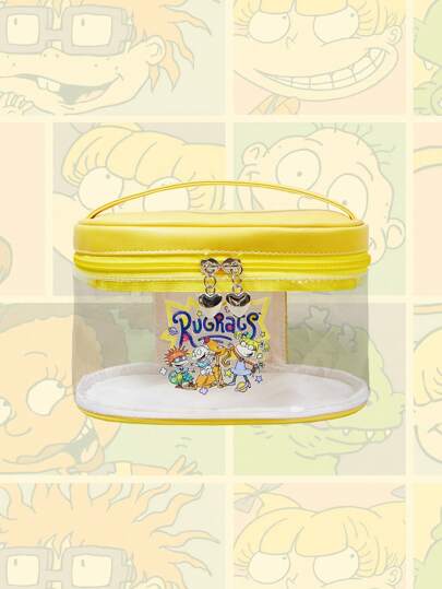 Nick 90's X ROMWE Cartoon Pattern Transparent Large Capacity Women Makeup Pouch