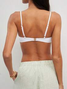 SHEIN Swim 女士夏季百搭可调节肩带泳衣比基尼上衣 - 白色 - 查看 2