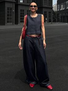 DAZY Women Denim Two Pieces Outfits - Blue - View 1