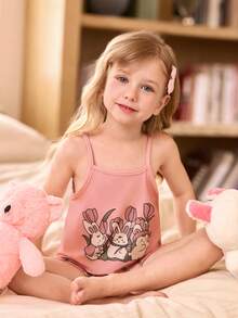 SHEIN 3 Sets Girls Cartoon Camisole & Shorts Pajama Sets - Pink - View 15
