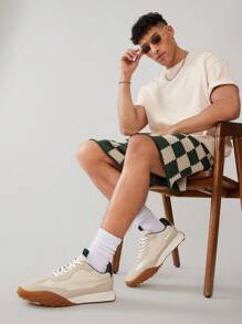 SHUZIA 男士运动休闲户外跑步高尔夫柔软轻便运动鞋系带鞋 - 米色 - 查看 3