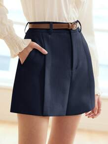 MOTF PREMIUM SLANT POCKET PRESS CREASE SHORTS WITH BELT