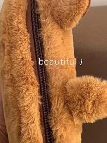 1PC Capybara 可爱毛绒铅笔袋 大容量学生卡通铅笔袋 礼物和礼品多功能收纳袋 可爱多功能收纳袋 铅笔袋 化妆包 学校用 文具 化妆品 护肤品 口红 刷子 硬币 小物品 返校 学校用品