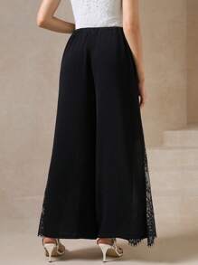 Amorya Của phụ nữ Vá lại Ren Quần ống rộng - màu đen - Xem 2