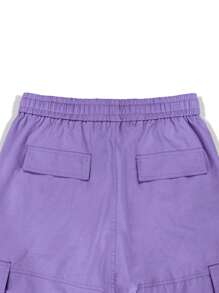 Claim Dot 宽松版型男士翻盖口袋侧边工装裤 男士街头潮流裤 男士宽松工装裤 工作裤 宽松工装裤 男士宽松工装裤 - 紫色 - 查看 8