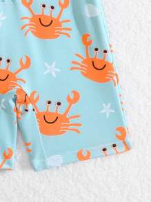 Baby Jungen Einteiler Badeanzug mit Krabben Muster für Strand/Urlaub, Babybekleidung für den Strand, Babyjungen Strandkleidung - Verschiedenfarbig - Übersicht 5