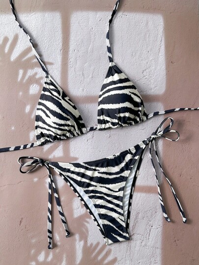 Swim Vcay Women's Zebra Print Swimwear Set For Summer Beach Vacation