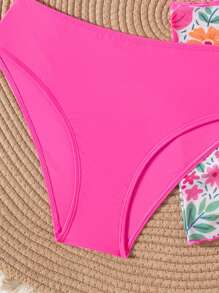 Sparklyn 3件套少女度假沙滩布基尼泳衣套装年轻女孩套装女童沙滩套装夏季泳衣1件套青少年泳衣青少年上衣女童泳衣两件套 - 玫紅色 - 查看 5