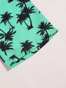 Teens Tropical Palm Tree Allover Print Vacation Outdoor Beach Set - Dark Green - View 4