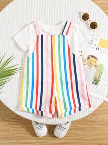 Bubblio Quần yếm nhiều màu sắc dễ thương cho bé, thiết kế thể thao thường ngày phù hợp mặc vào mùa xuân/hè, bé trai và bé gái - màu xanh lá - Xem 3