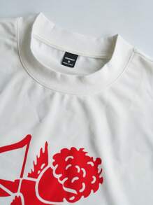 Manfinity EMRG Camiseta de manga corta casual con estampado gráfico de ángel de moda, para verano