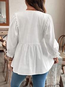 SHEIN Maternity Casual Solid Color Round Neck Long Sleeve Shirt