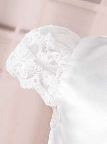 Baby Girl's Elegant V-Neck Puff Sleeve White Summer Dress