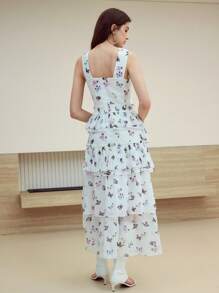 MOTF STUDIO BUTTERFLY PRINT RUFFLE COCKTAIL DRESS - Multicolor - View 5