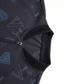 Manfinity Homme Men's All-Over Print Zipper Closure Casual Versatile Long Sleeve Jacket, 2000s Style - Black - View 5