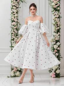 Modelyn Formal Party Graduation Dress For Women (Heavy Embroidery), Prom Dress - White - View 4