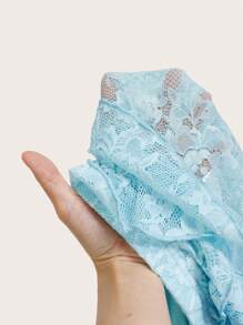 SHEIN ICON Vacation Chic Casual White Lace Ruffle Hem Mini Skirt With Safety Shorts, Anti-Exposure,Club Outfits Women Sexy - Baby Blue - View 5