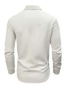 Manfinity Homme Men's Casual Solid Color Textured Button Pocket Jacket Casual Wear For Men, For Fall