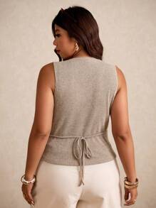 Elaquor Women Plus Size Ribbed Metallic Shell Camisole Top