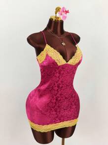 Amplova Fairycore Wedding Guest Dress Women Lace Patchwork Jacquard Bodycon Mini Dress