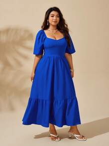 Sunserae Vestido ajustado con empalmes de estilo europeo y americano - azul real - Ver 3