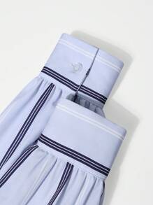 SHEIN EZwear 女士休闲通勤条纹长袖衬衫