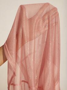 SHEIN Foxxy Đầm mini bó sát cổ tròn dài tay lấp lánh cho nữ, mùa hè - Màu Hồng baby - Xem 7