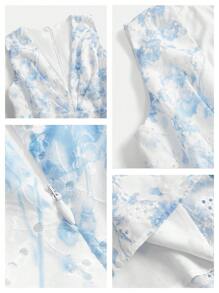 Anewsta فستان نسائي أنيق متدرج مطرز بالأزهار بأكمام بلا حمالات وياقة على شكل V عميق, مناسب للعطلات الصيفية والشاطئ والمناسبات الراقية