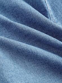 SHEIN MOD 女式夏季休闲前扣无袖牛仔衬衫 - 淺色水洗藍 - 查看 4