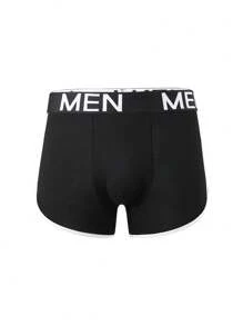 EasyFave سراويل داخلية للرجال مطبوع عليها حرف مع تفاصيل ملونة، مناسبة للاستخدام اليومي - الأسود - مشاهدة 3