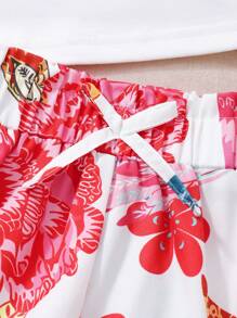 Sparklyn 2 件套少女清新夏季短袖上衣 + 数码印花短裤，时尚梭织面料休闲夏装 - 彩色 - 查看 7