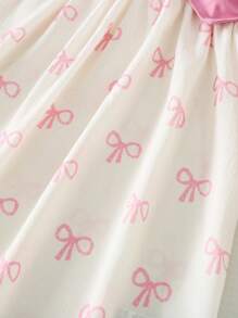 Genkimix Kids Young Girl 2025 Summer New Arrival Butterfly Print Bowknot Collar Ruffle Sleeve Casual Loose Fit Princess Dress Dresses With Bow For Girls - Pink - View 8