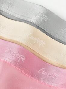 LUVLETTE 3 条装女士内裤，舒适透气基本款棉质徽标高腰平角内裤，女士平角内衣可作为外套，也适合少女和儿童