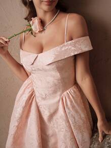 Savoree Women's Sleeveless A-Line Embroidered Long Dress - French Style, Pink