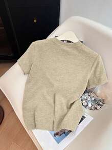 SHEIN Factory Price Simple Horse Embroidery Regular Short Sleeve T-Shirt