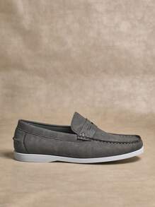 SHUZIA Mediterranean Luxe Men's Pearl Grey Slip On Summer Charming Walk Loafers - Soft& Breathable Lining | Italian-Inspired Penny Keeper For Yacht Clubs To Urban Escapes