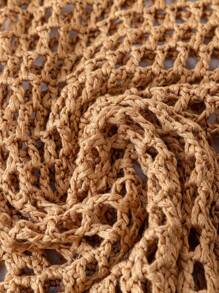 Breezaya Solid Color Fringe Decor Asymmetric Hem Sleeveless Chiffon Dress Tunic For Summer Beach Vacation - Camel - View 5