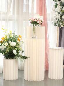 1pc/Set Ivory Cardboard Pedestal Stand, Folding Pillar Stand, Wedding Props, Floor Display Column Stand, DIY Pedestal Box With Round Top Plate Folding Paper Cylinder Column Pedestal Wedding Birthday Cake Flower Stand Rack Best Gifts,Wedding Decor,Home Decor ,Room Decor Graduation Birthday Decorations Party Decorations Bachelorette