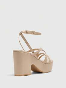 CUCCOO BIZCHIC Women's Fashion Apricot Strap Thick Bottom Wedge Sandals For Christmas - Apricot - View 8